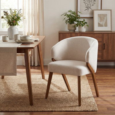 Upholstered Dining Chair with Wooden Legs