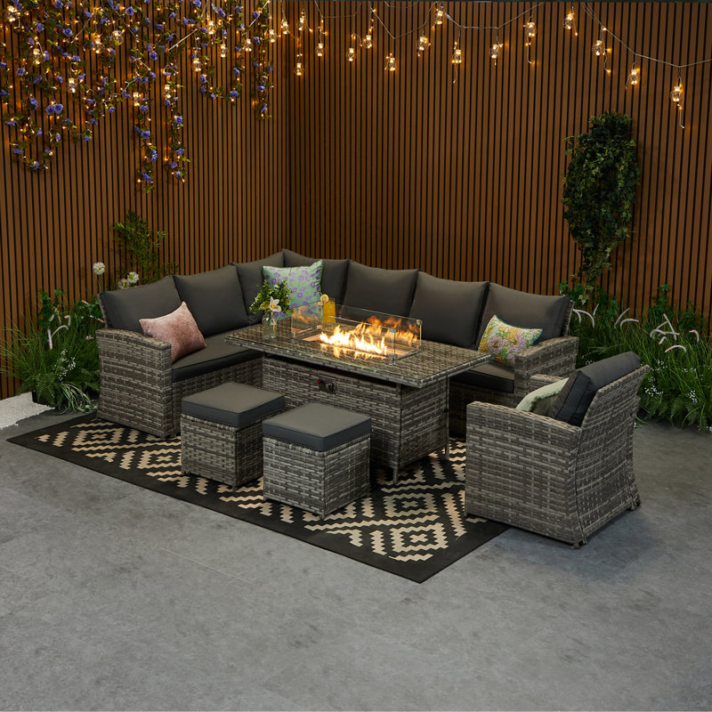 9 - Person Wicker Patio Dining Set with Rectangular Table