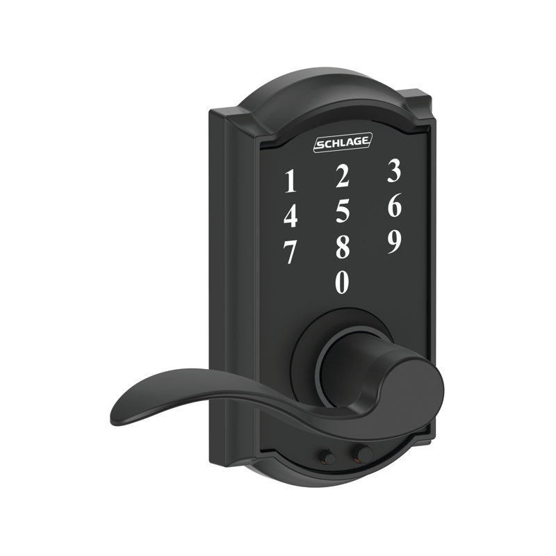 Schlage Touch Keyless Touchscreen Lever with Camelot Trim and Accent Lever, Matte Black