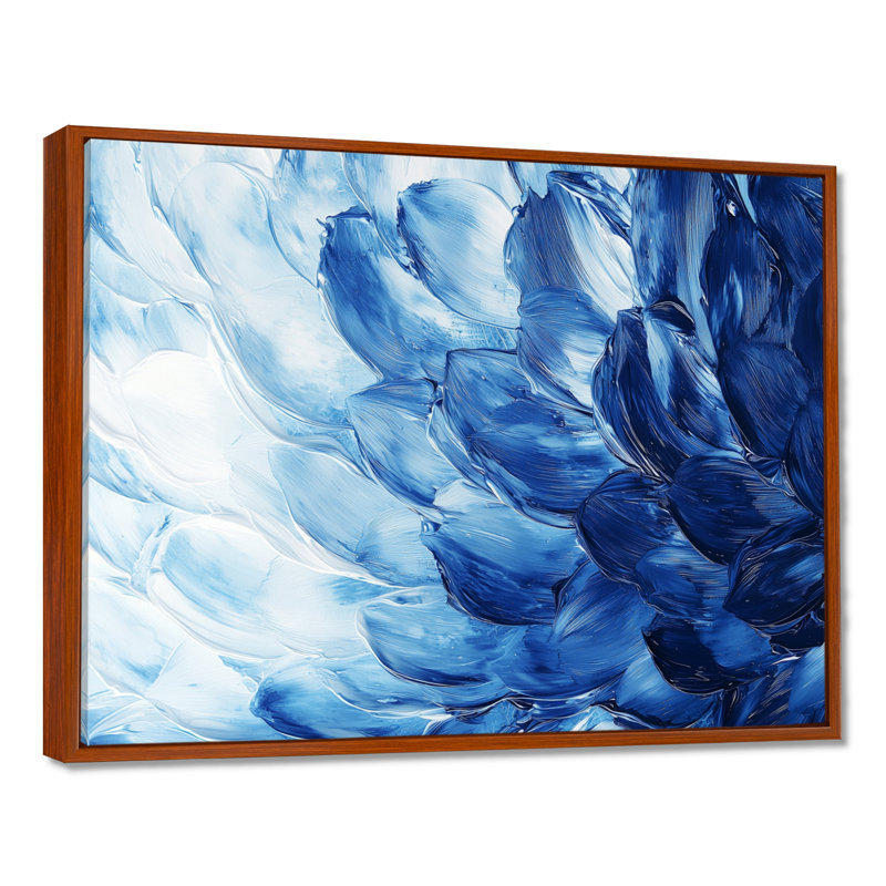 Velours bleu fleurs de cactus II - cactus floral, H 34 po x l 44 po, Impression dans un cadre flottant sans passe-parto, Brun