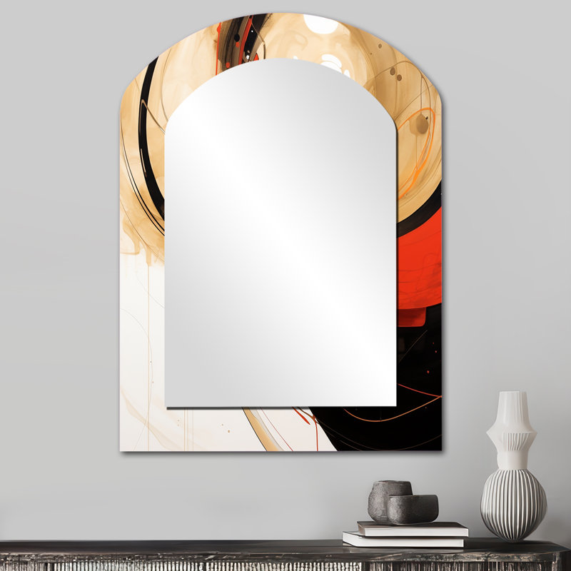 Conversations of the Earth Dynamic Shapes V - Abstract Shapes Mirror, miroir mural asymétrique noir, impression sur métal