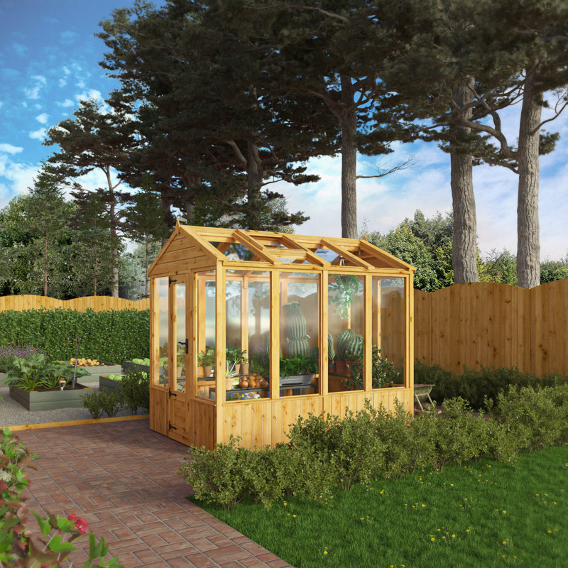 Mercia Premium Woodsman Wooden Styrene Greenhouse , 229cm H x 187cm W x 250cm D