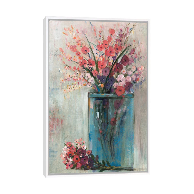 «Blue Jar I», reproduction d'art sur toile encadrée, H 40 po x l 26 po, Toile à cadre flottant sans passe-partout, Blanc