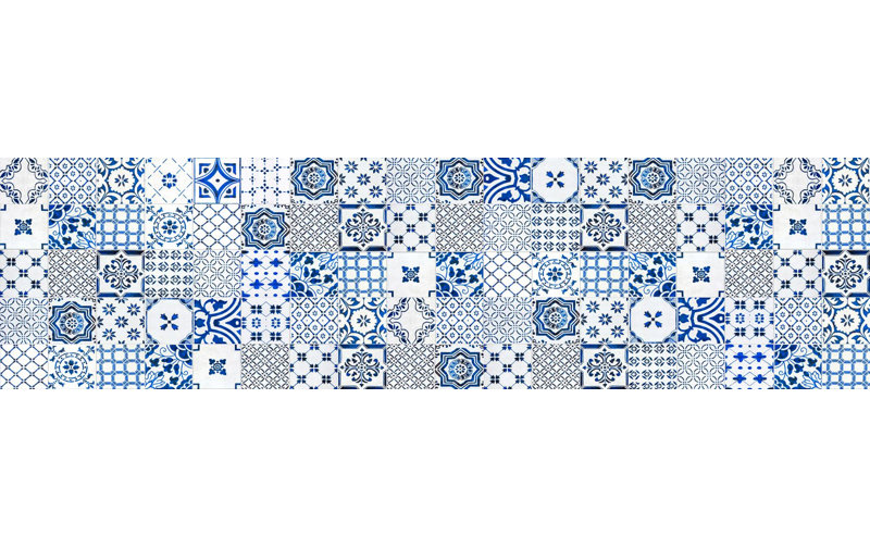 Miera Vinyl Mat in Blue/White, Runner 80 x 300 cm