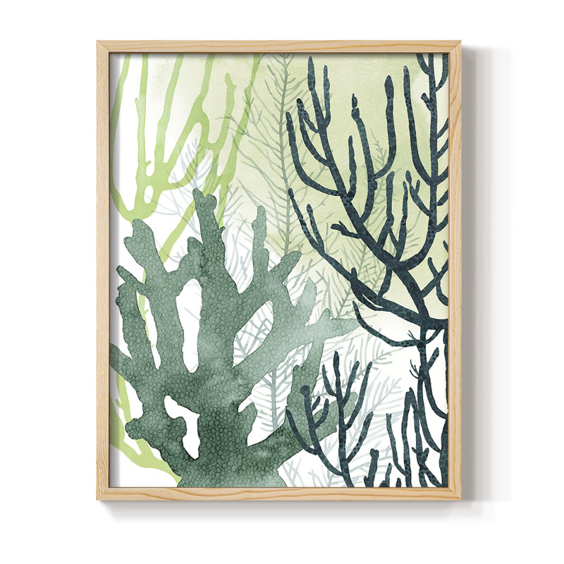 Reproduction encadrée texturée corail I - bois massif, H 11 po x l 9 po
