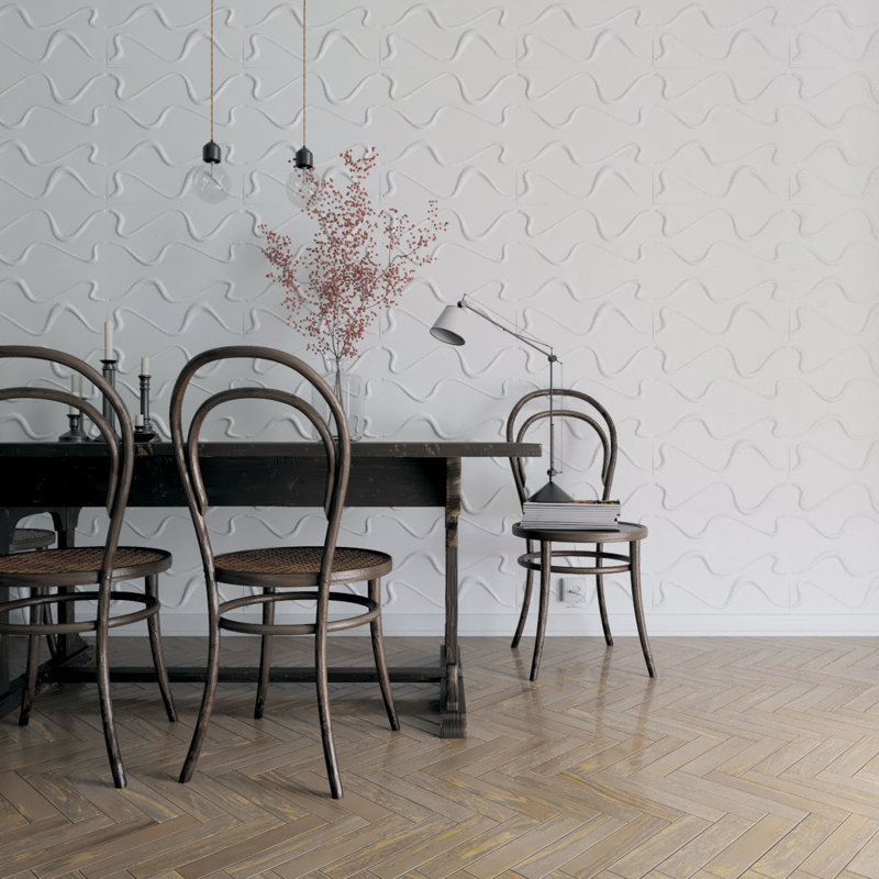 White Textured PVC 3D Decorative Wall Panel 19.63" x 19.63"