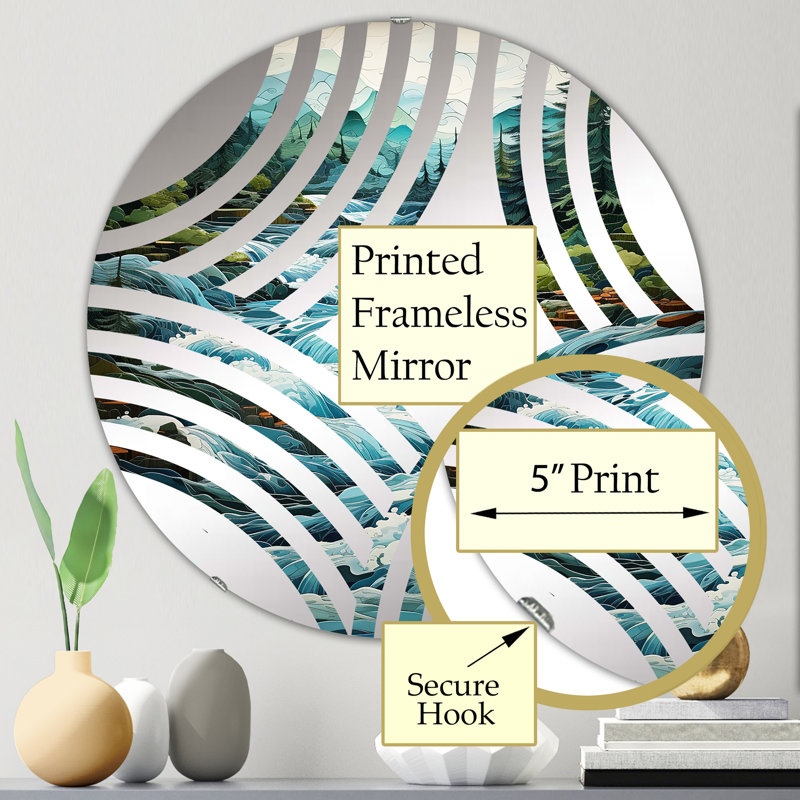 Usa Map River Reverie I - Miroir décoratif Baptist Fan | Rond, 23,6 po x 23,6 po