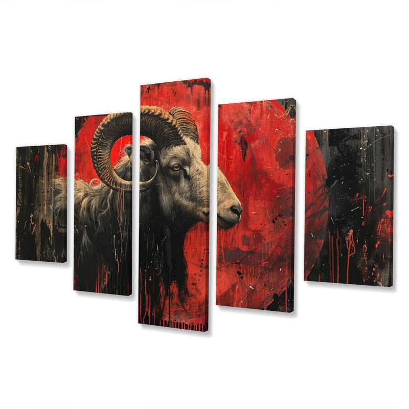 «Red», noir et noir, «Astrology Cosmic Conquest Capricorn», ensemble d'œuvres d'art sur toile