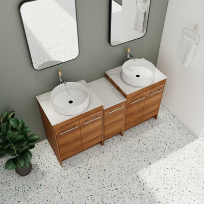 Smantha 60'' Double Bathroom Vanity with Stone Top