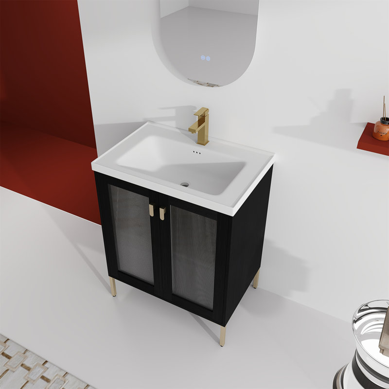 Meuble-lavabo simple 27,75 po avec plateau en céramique Tiras