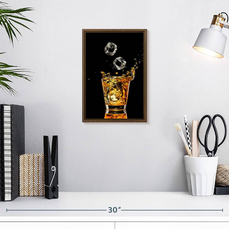 Whisky et glaçons, 9" x 13", Floating Frame Walnut