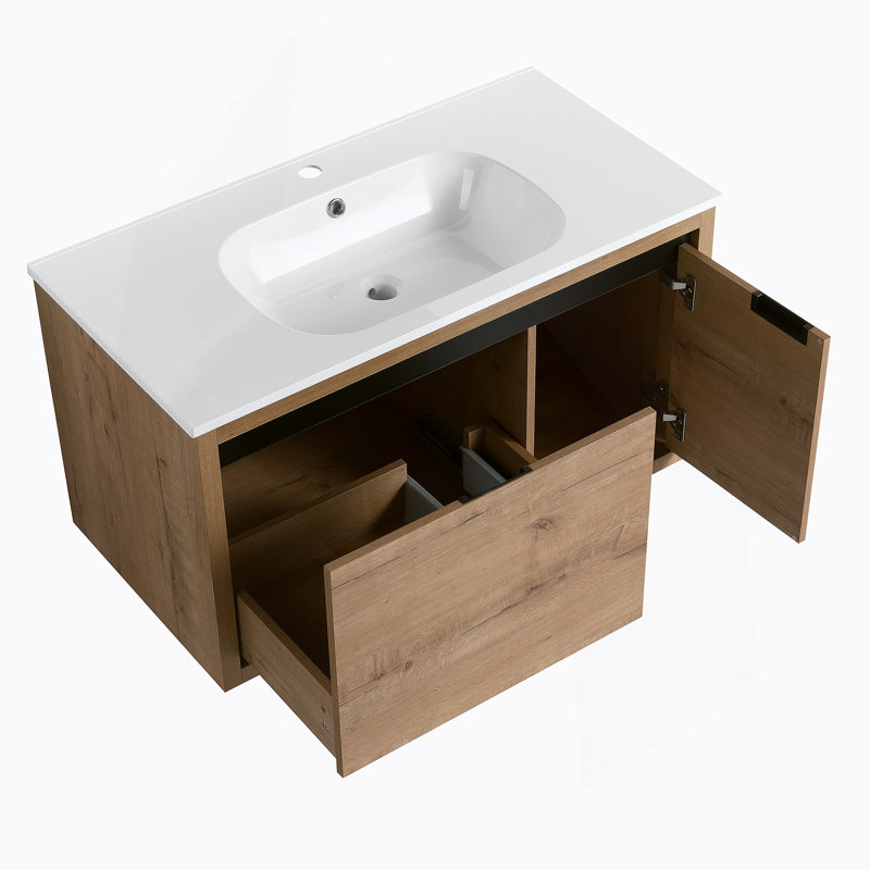 Meuble-lavabo mural avec lavabo en gel