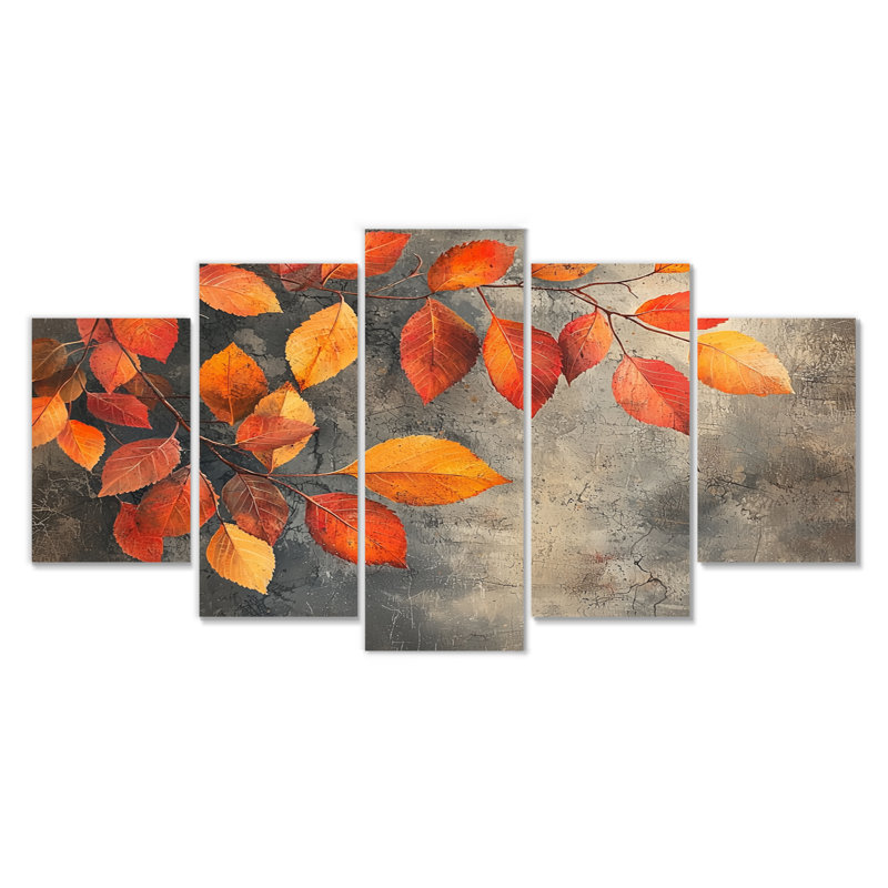 Orange orange, feuilles d'automne IV - - Art mural d'automne