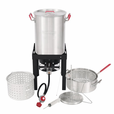 Creole Feast Premium Aluminum 30 Qt. Turkey Fryer And 10 Qt. Fish Fryer Boiler Steamer Set