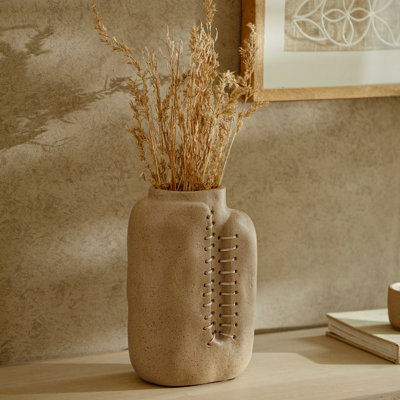Izhak Decorative Ecomix Vase with Cane, Handcrafted Sustainable Table Vase for Living Room, Dining, and Entryway Decor