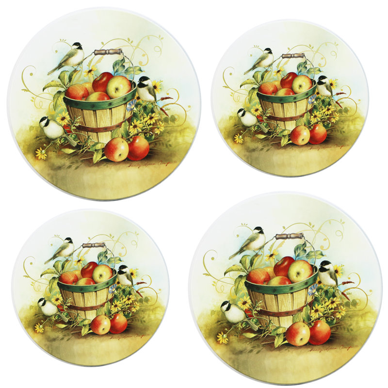 Reston Lloyd Electric Stove Cooktop Burner Covers (Set of 4), Chickadees