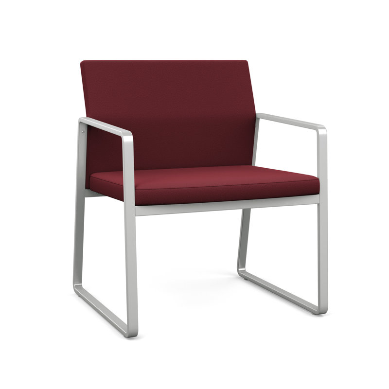 Chaise d'invité surdimensionnée Gansett, Argent, Tissu vin ouvert