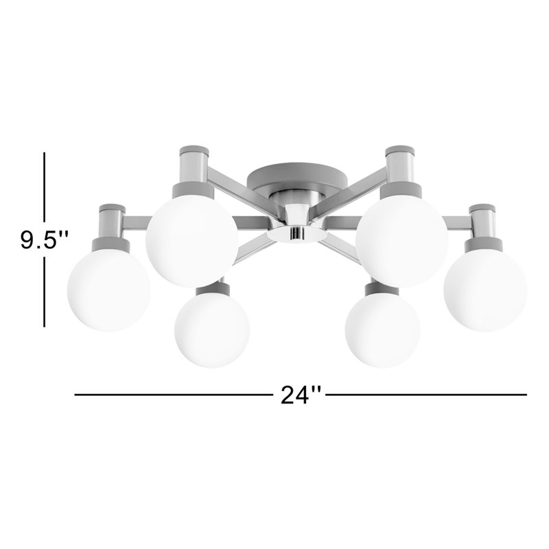 Plafonnier semi-encastré 24 po 6 lumières Andrea