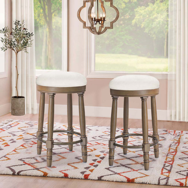 Tabouret de bar pivotant à 360 °, Beige, Chêne clair