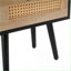 Table basse en rotin noir avec tiroir & amp; Pieds en bois massif - Rangement robuste pour le salon / la chambre à coucher