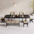 Solid wood table set with rattan legs-109319317