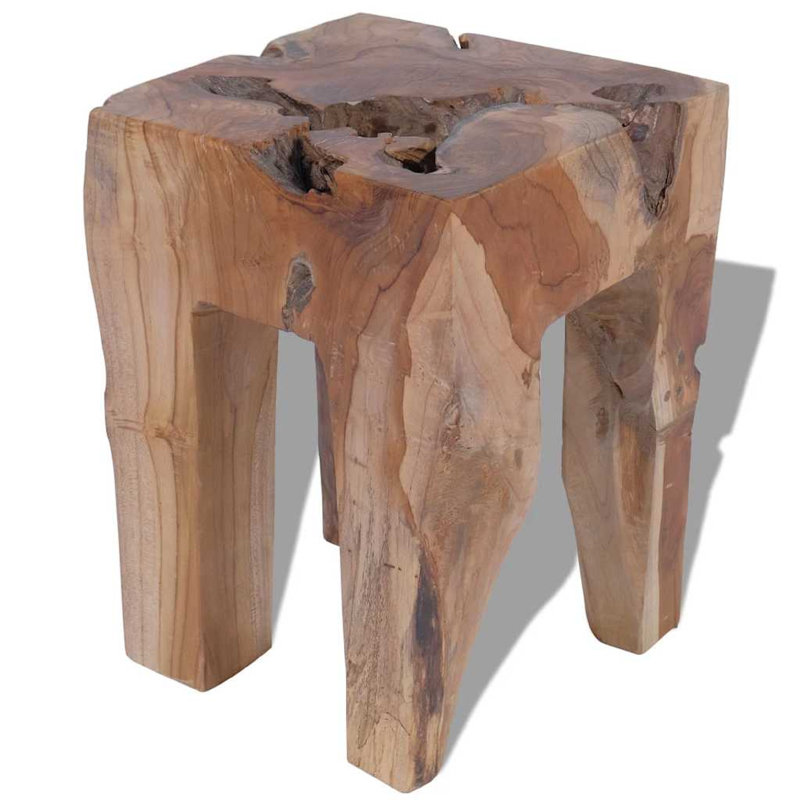 Tabouret d'extérieur Dusty, de forme carrée, en bois de teck massif brun