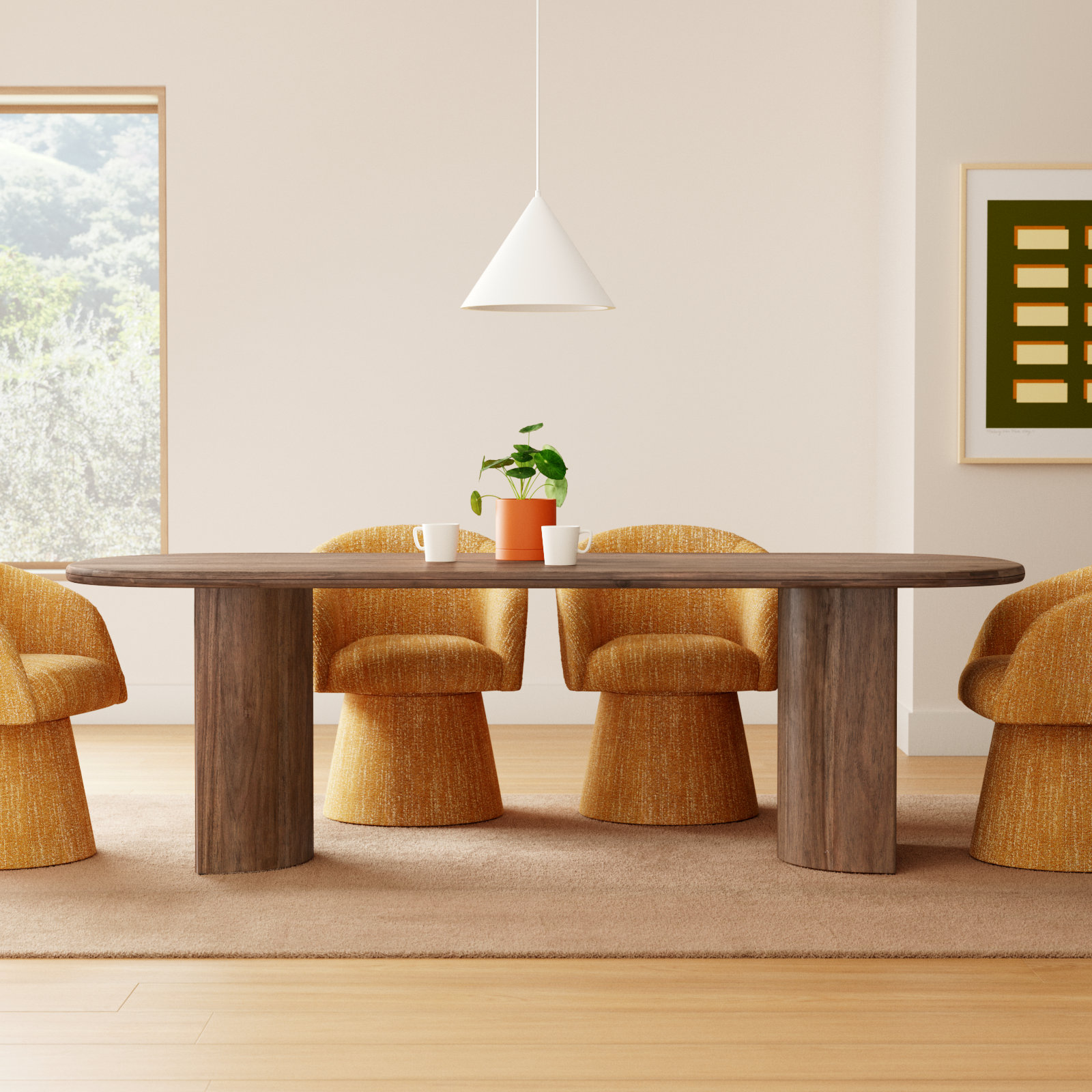 Haiden 94'' Double Pedestal Dining Table, Seasoned Brown Acacia, 30" H x 94" W x 42" D