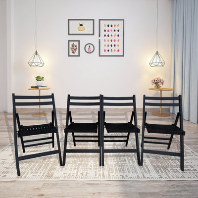 Chaise pour événement spécial pliante en bois à lattes Furniture - noir, ensemble de 4, CHAISE PLIABLE, STYLE PLIABLE