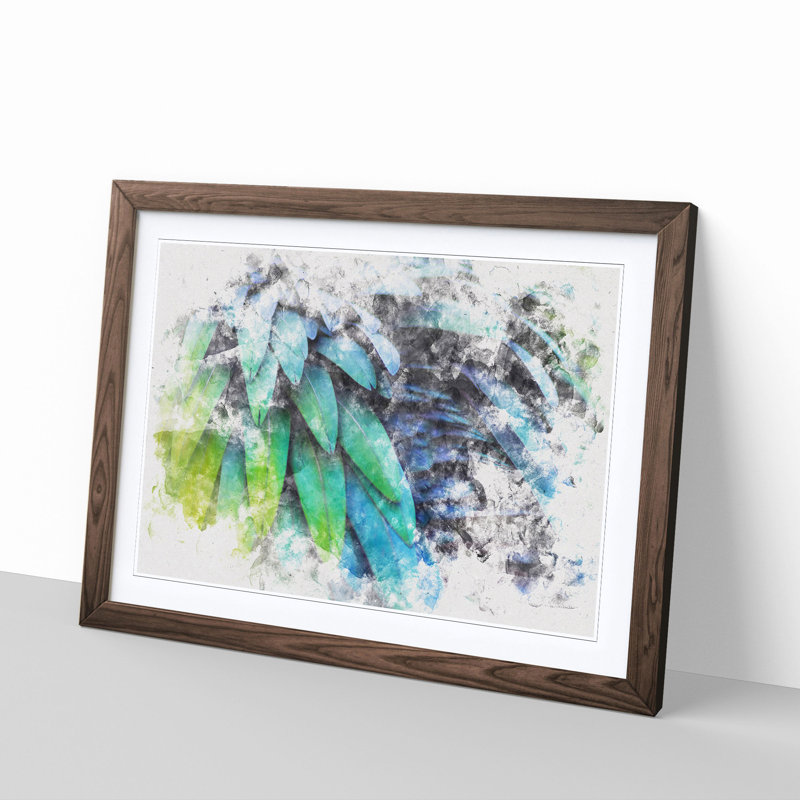 Parrot Feathers - Framed Print, 24cm H x 33cm W x 2cm D, Walnut Framed
