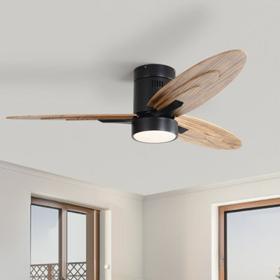 56'' 3 - Blade Modern Flush Mount LED Ceiling Fan Light With Remote Control