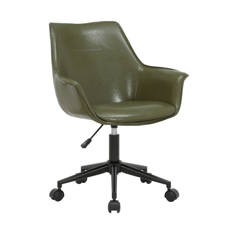 Leyland Faux Leather Office Chair With Metal Base, Green