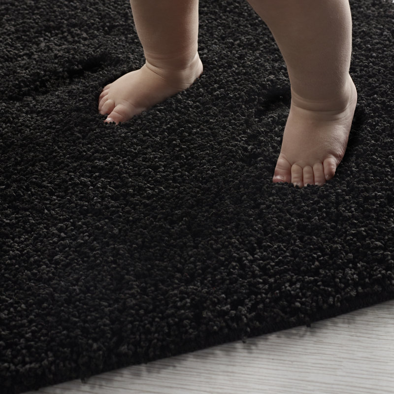 Buddy Shaggy Bath Mat, Black, 80cm L x 50cm W