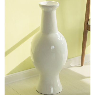 Vase de plancher en fibre de verre blanc Amareli