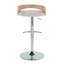 Tabouret de bar pivotant réglable en métal chromé, bois blanchi et tissu d'avoine avec repose-pieds arrondi en forme de T - Paquet de 2