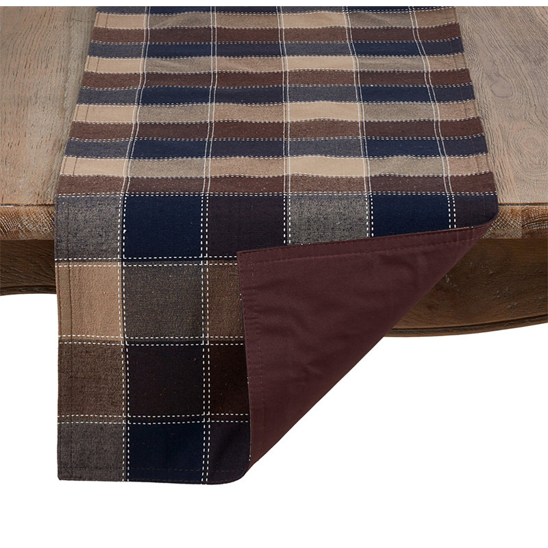 Bitner Plaid Table Runner, Brown, 72" x 16"
