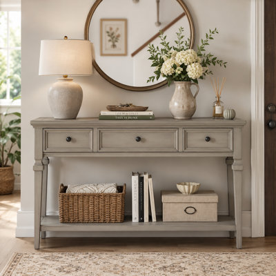 Omeara 50" Console Table,entryway table,Sofa Table with three top drawers