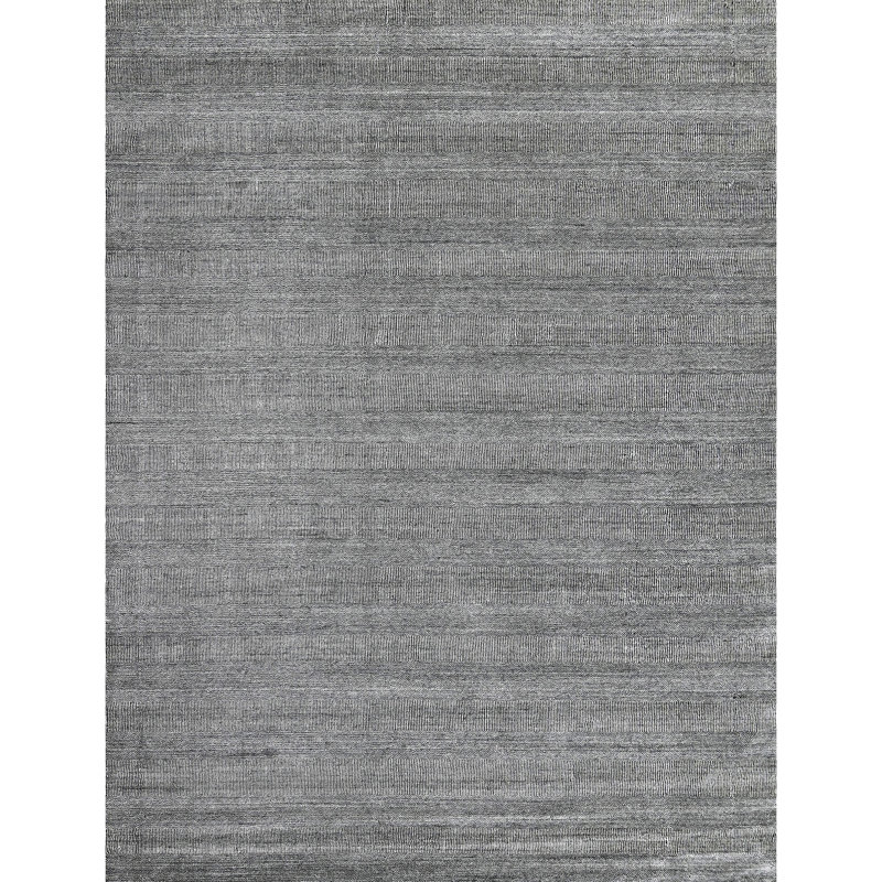 High-Quality Hand-Knotted Silver And Black Area Rug, Rectangle 10' x 14'