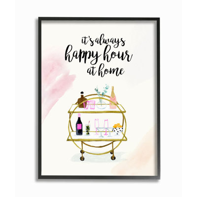 «Happy Hour Text Tray Drinks Watercolor Glam Expression» par Victoria Borges - impression d'art graphique