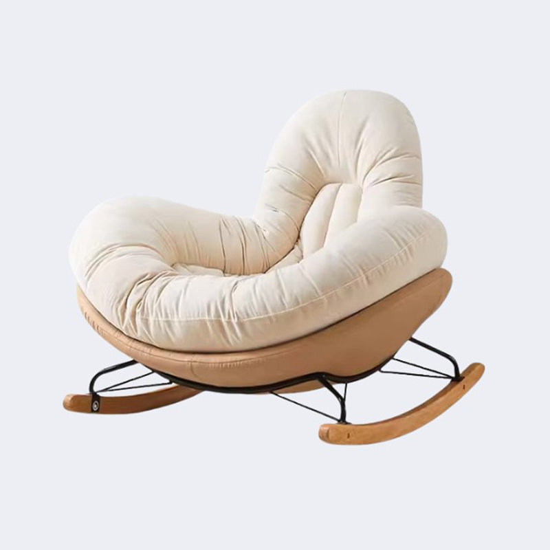 Chaise berçante simple à bascule, Café crème