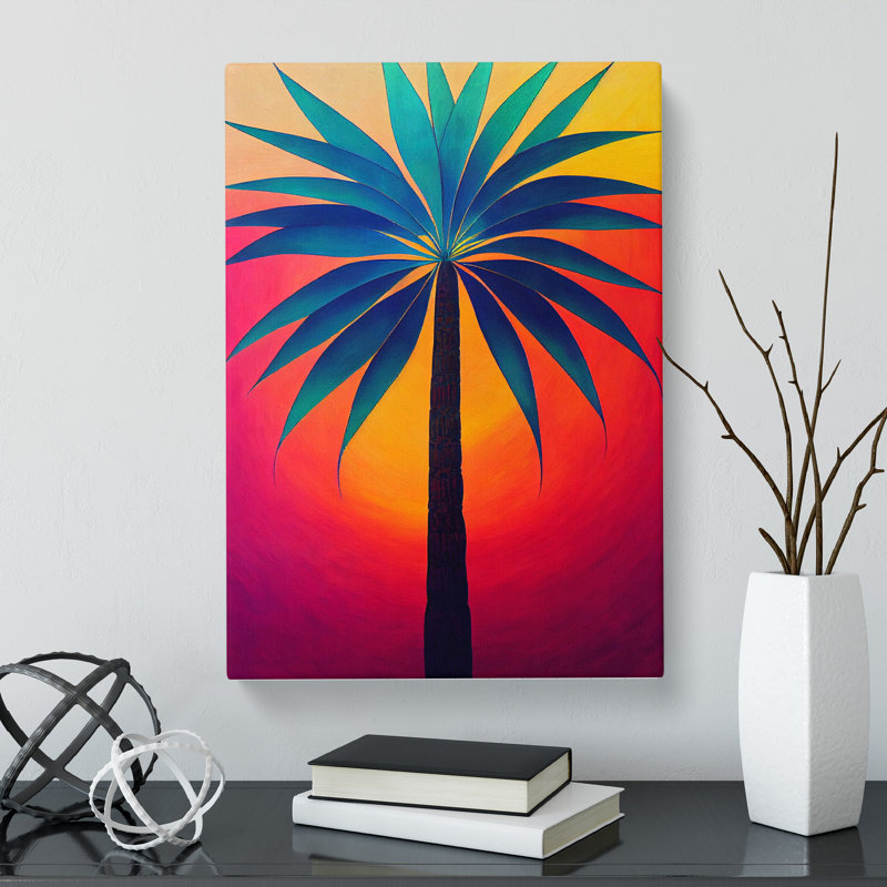 Palm Tree In Colour - Wrapped Canvas, 50cm H x 35cm W x 3cm D