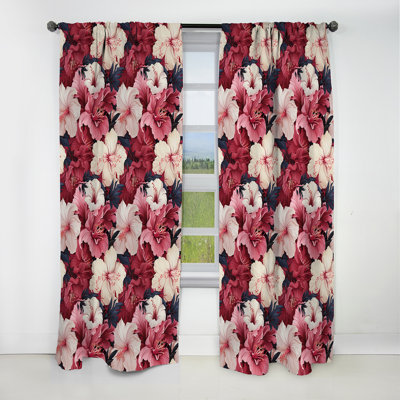 Hibiscus Romance Tropical Pattern VI - Floral Curtain - Blackout Floral Curtain - 1 Panels