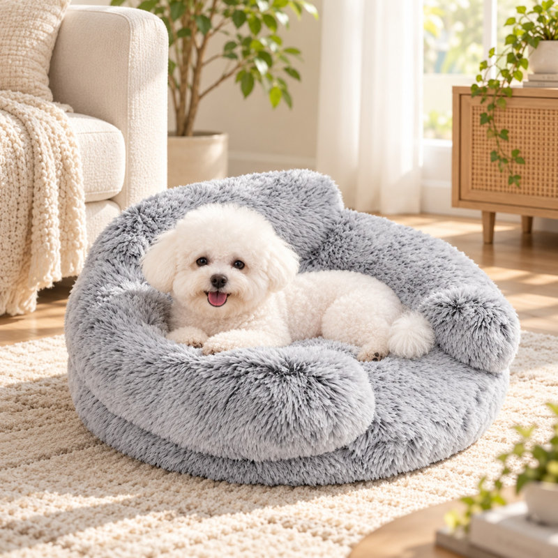 Round Faux Fur Pet Bed