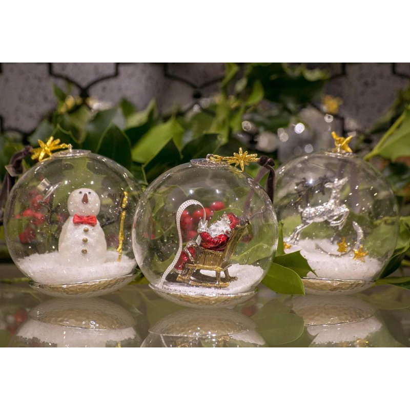 Santa Snow Globe 6'' Handmade Glass Christmas Ball Ornament