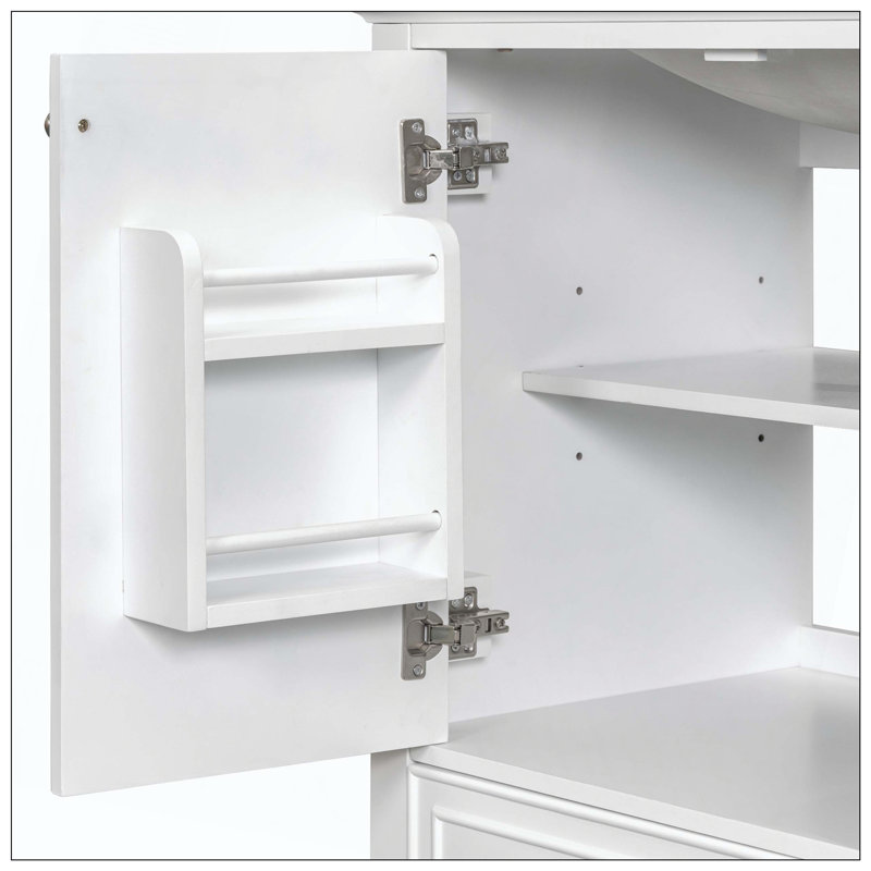 Multi-Functional Bathroom Vanity Sink Cabinet Doors Drawer MDF Board, White