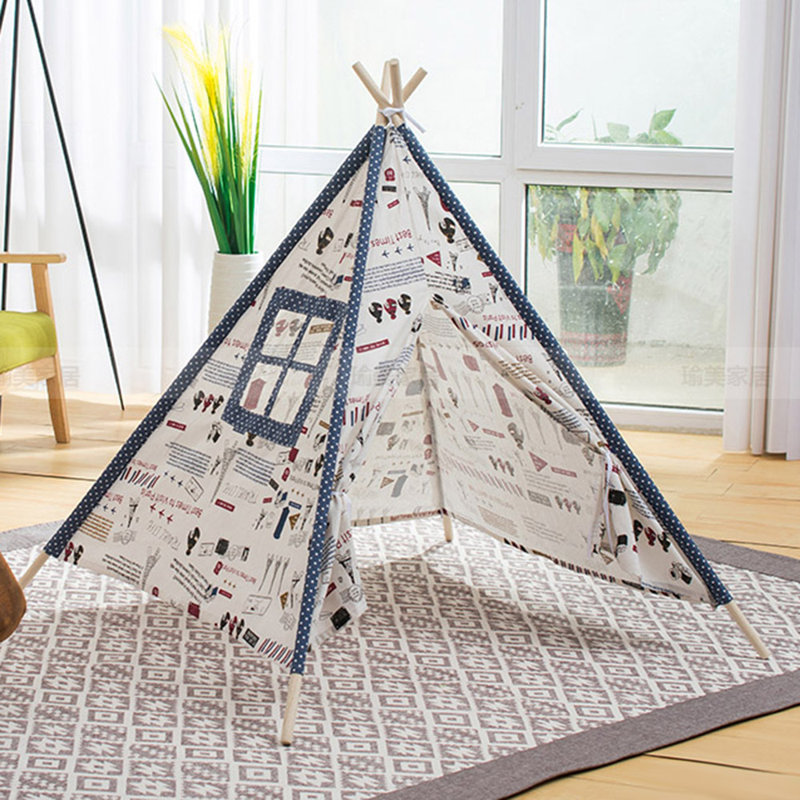 Tente de jeu triangulaire en tissu avec sac de transport, H 43,3 po x l 43,3 po x P 43,3 po