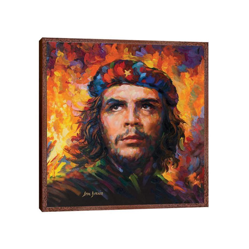 Che Guevara 1 Piece Painting on Canvas, 66.04cm H x 66.04cm W x 3.81cm D, Classic Brown Wood Framed