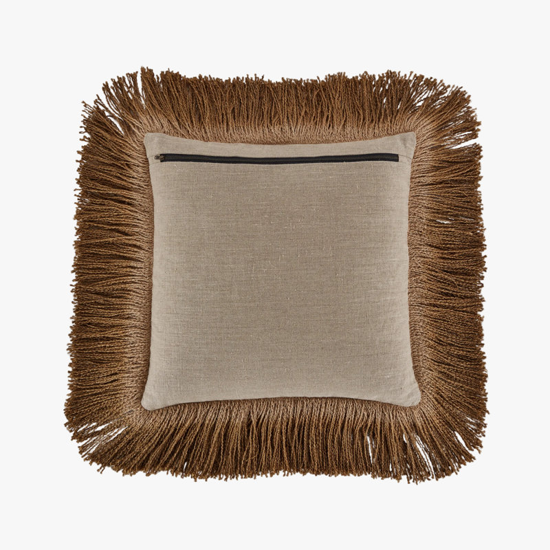 Indigo Seas Jute Fringe Pillow Cover & Insert, Bronze