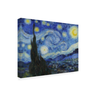 «Pixelated Starry Night» par Vincent Van Gogh - reproduction d'art sur toile tendue