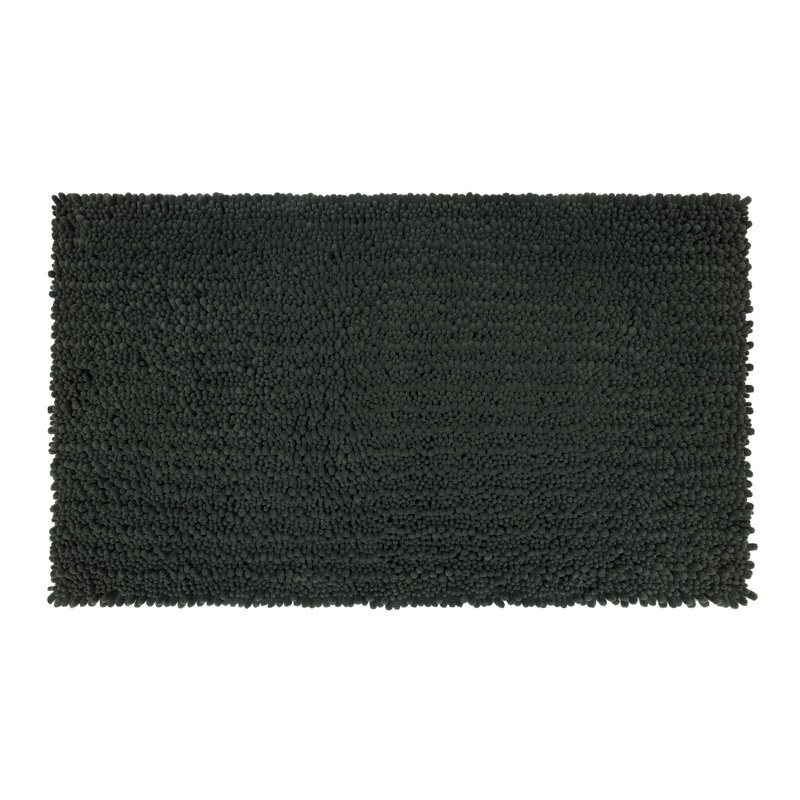 Tamayo Solid Plush Pile Stain/Fade Resistant Non-Slip Machine Washable Bath Mat, 27" W x 45" L, Charcoal
