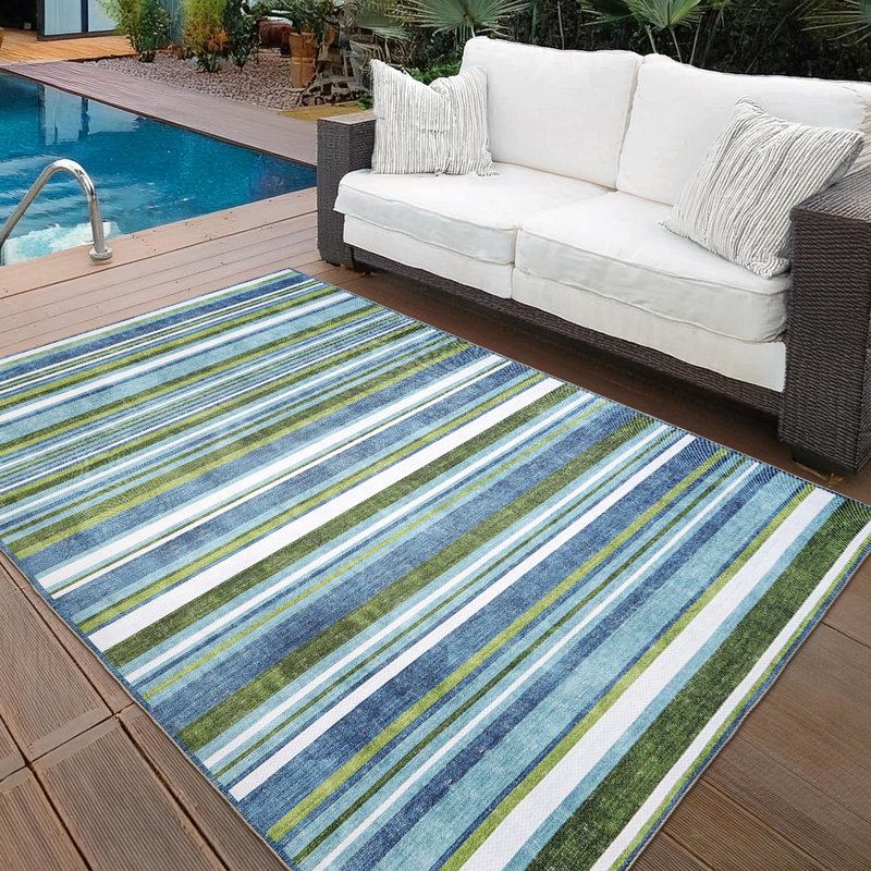 Tapis intérieur / extérieur bleu Isla, Rectangle 6 pi x 9 pi